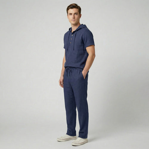Oldford Atelier - Men’s Hooded Short Sleeve Button-up Shirt and Pants Set