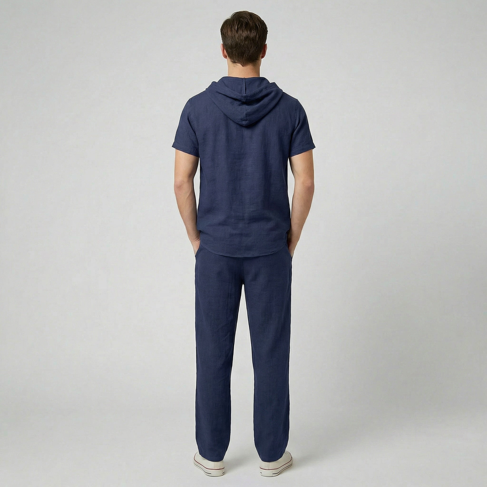 Oldford Atelier - Men’s Hooded Short Sleeve Button-up Shirt and Pants Set