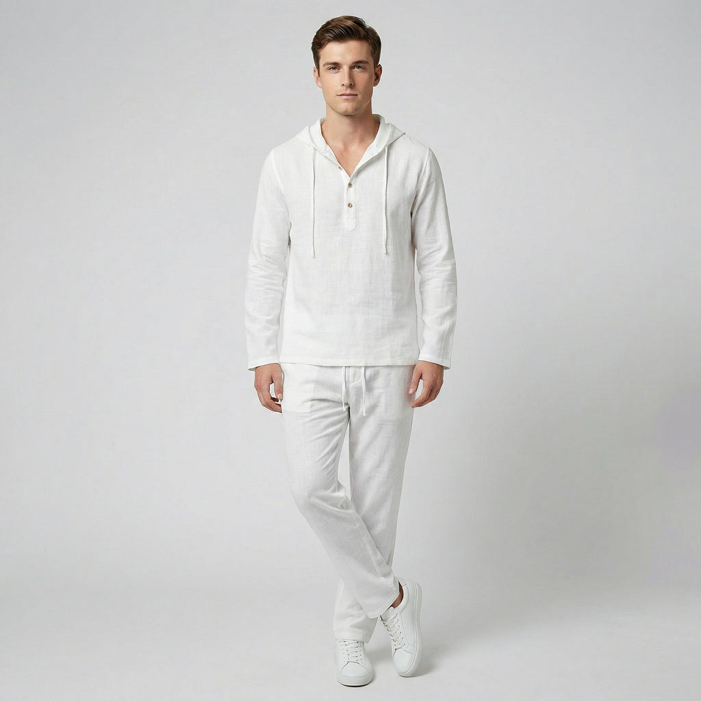 Oldford Atelier - Men’s Hooded Short Sleeve Button-up Shirt and Pants Set