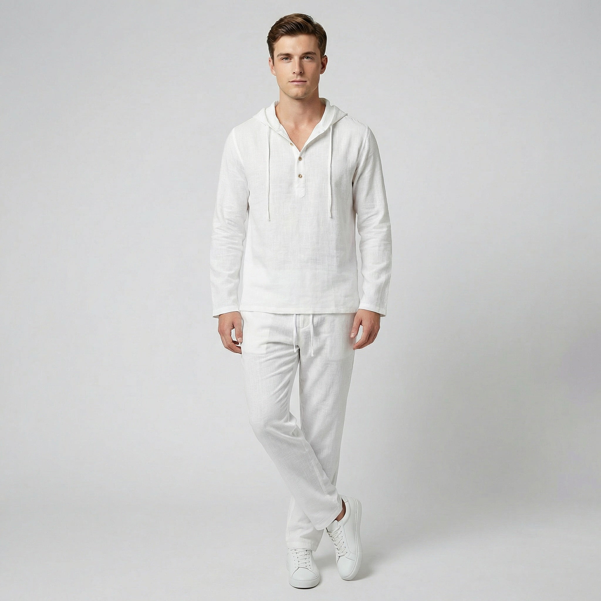 Oldford Atelier - Men’s Hooded Short Sleeve Button-up Shirt and Pants Set