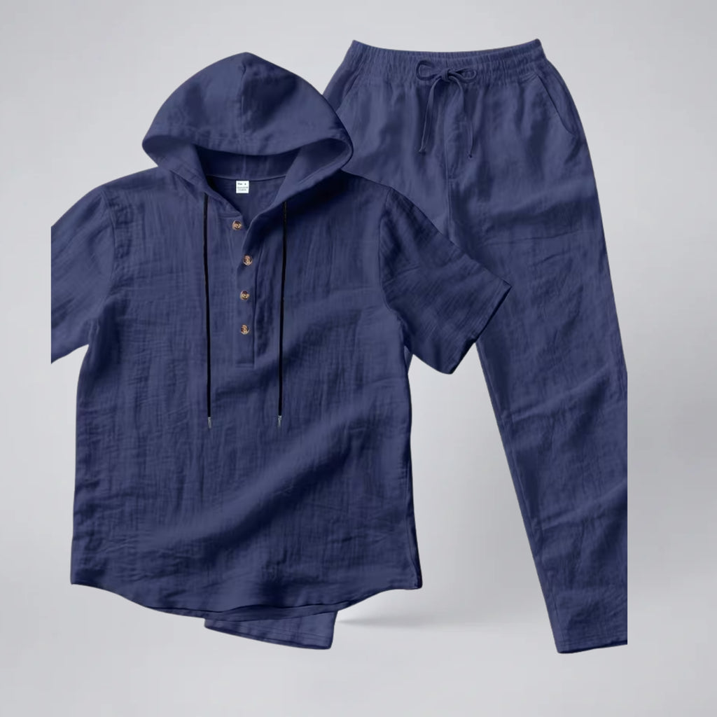 Oldford Atelier - Men’s Hooded Short Sleeve Button-up Shirt and Pants Set