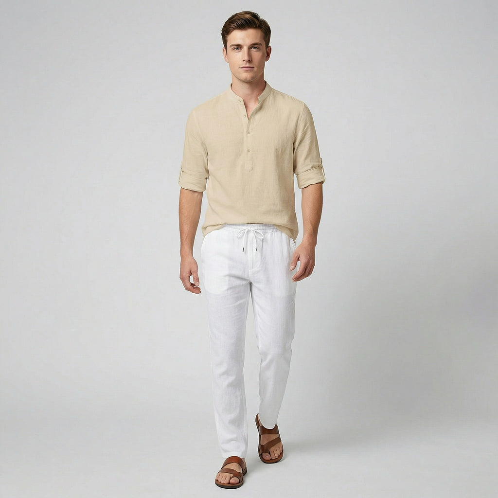 Oldford Atelier - Men’s Mandarin Collar Half Button Shirt