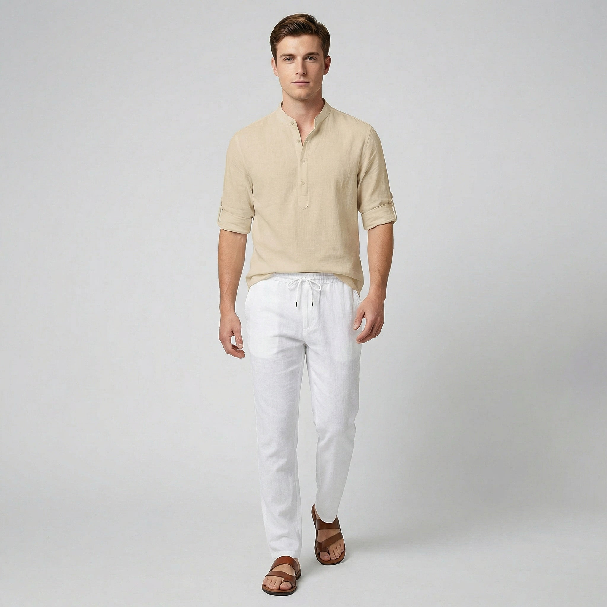 Oldford Atelier - Men’s Mandarin Collar Half Button Shirt