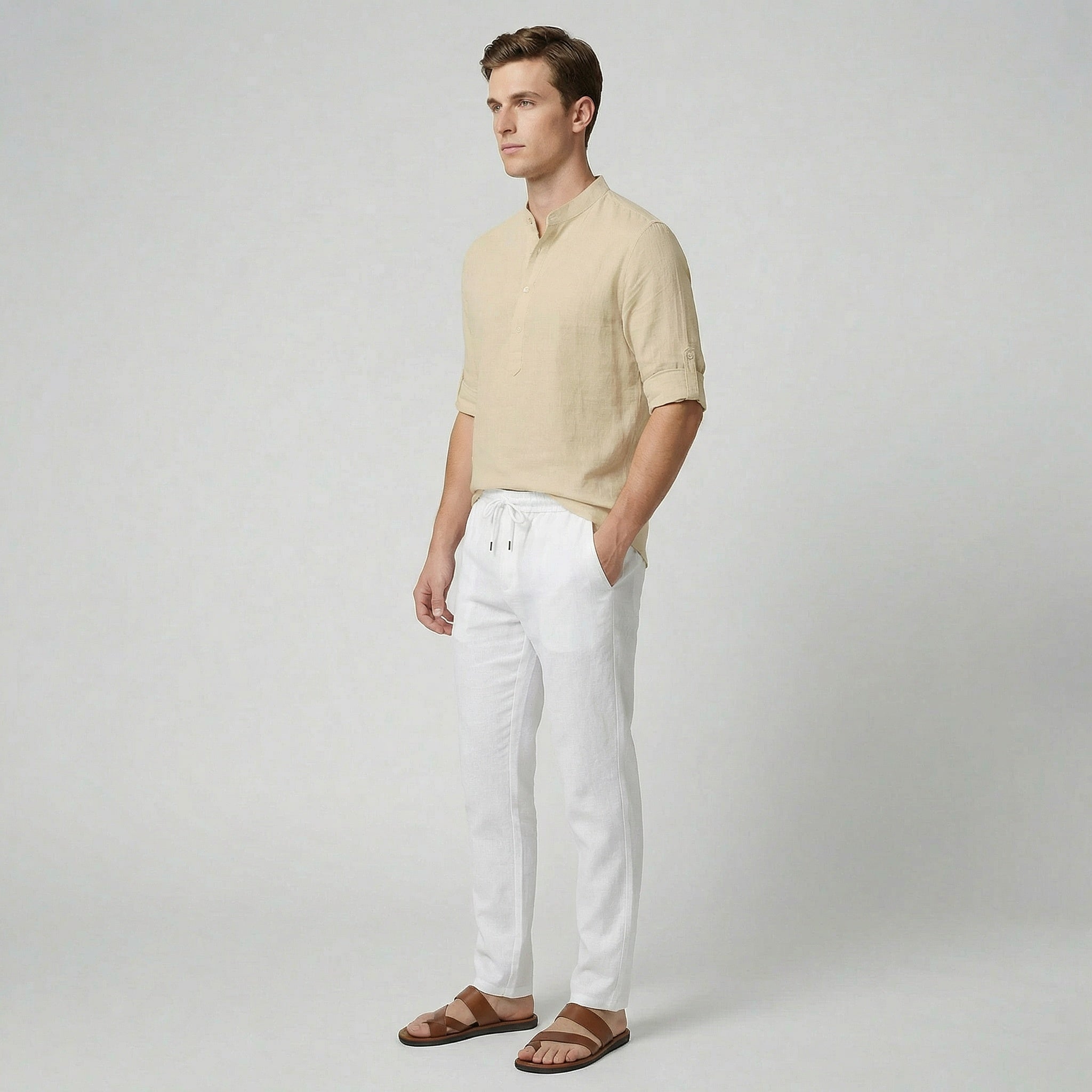 Oldford Atelier - Men’s Mandarin Collar Half Button Shirt