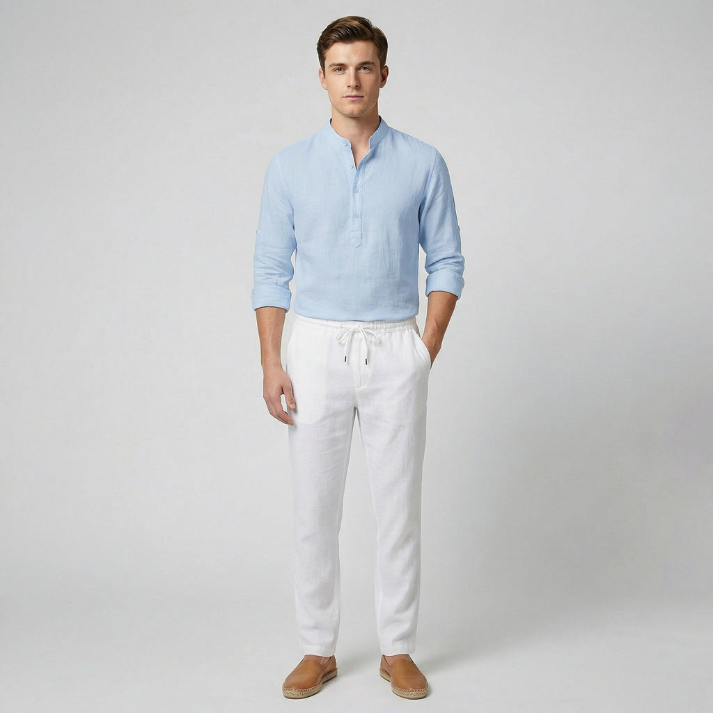 Oldford Atelier - Men’s Mandarin Collar Half Button Shirt