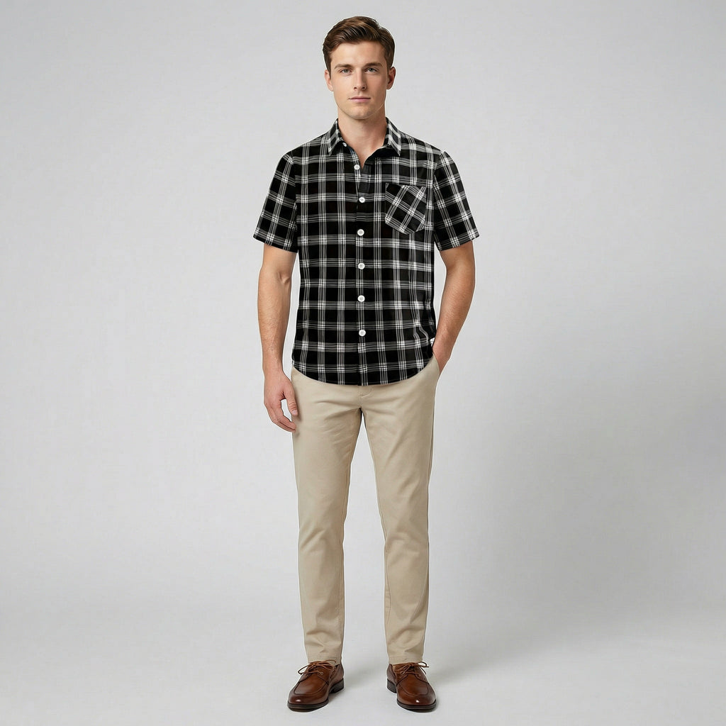Oldford Atelier - Men’s Plaid Short Sleeve Button Shirt