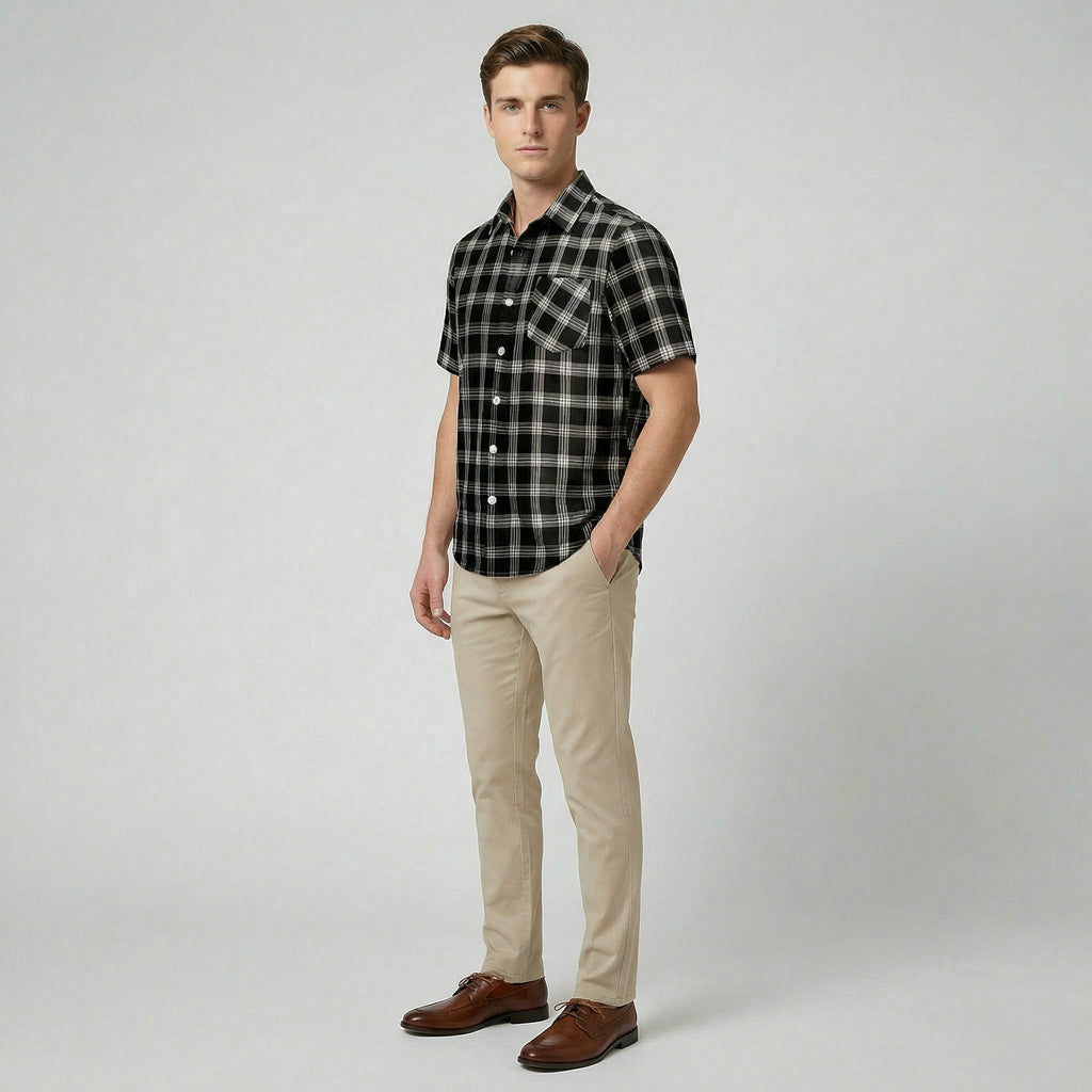 Oldford Atelier - Men’s Plaid Short Sleeve Button Shirt