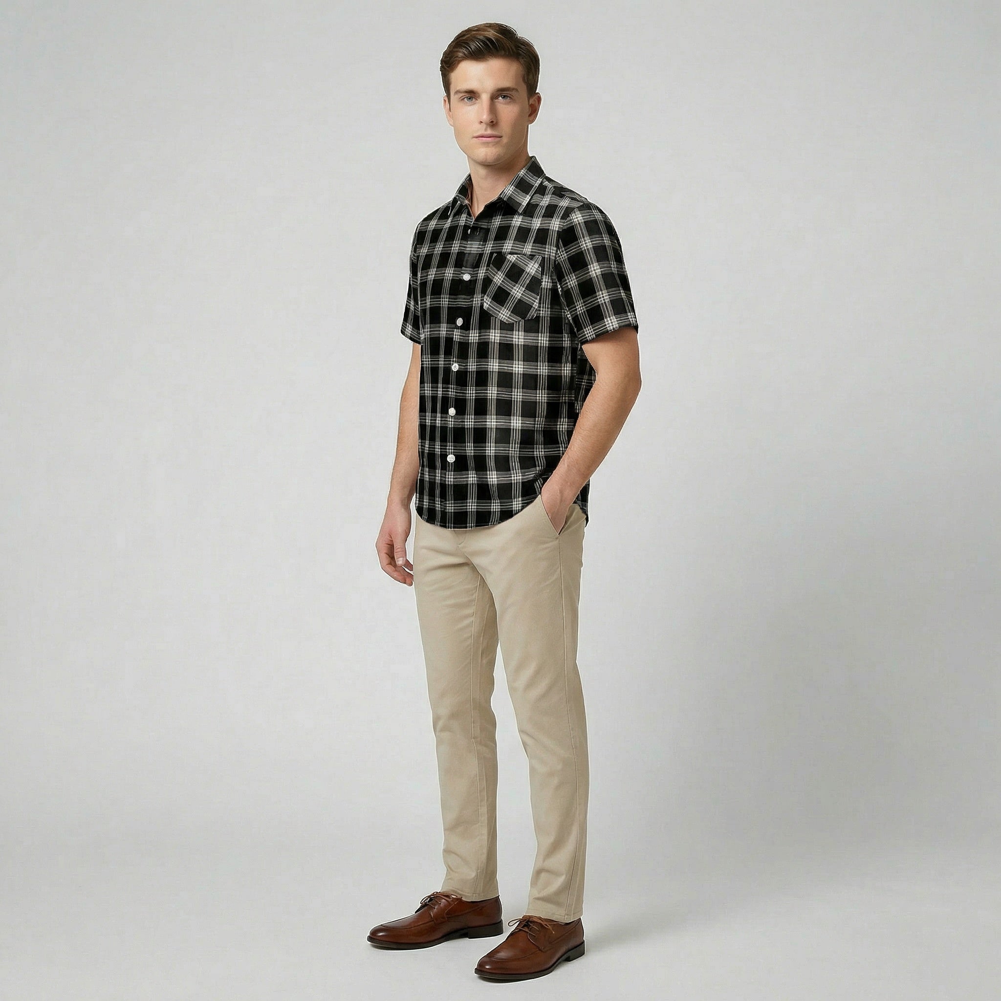Oldford Atelier - Men’s Plaid Short Sleeve Button Shirt