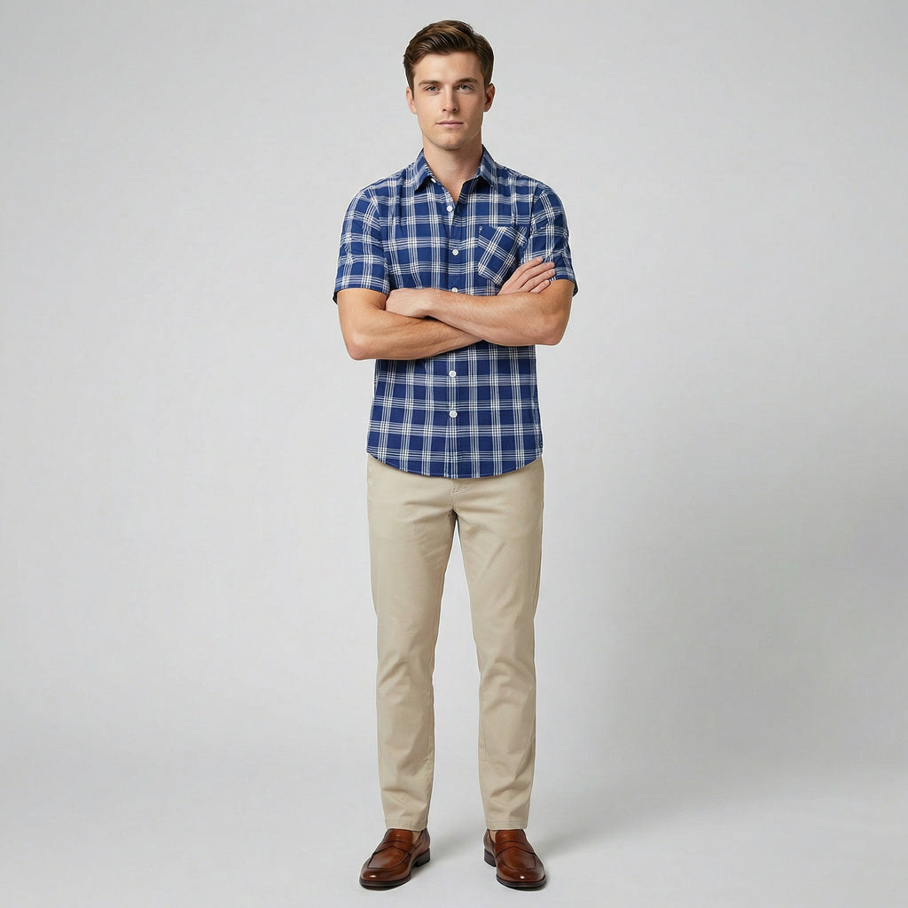 Oldford Atelier - Men’s Plaid Short Sleeve Button Shirt