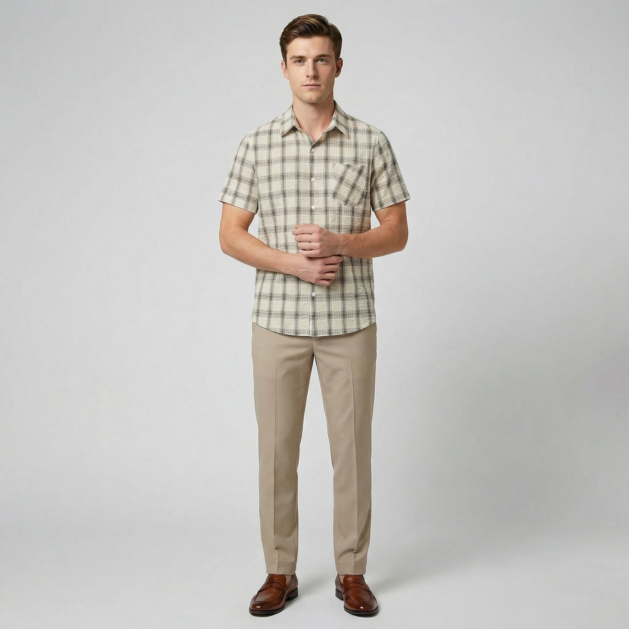 Oldford Atelier - Men’s Plaid Short Sleeve Button Shirt