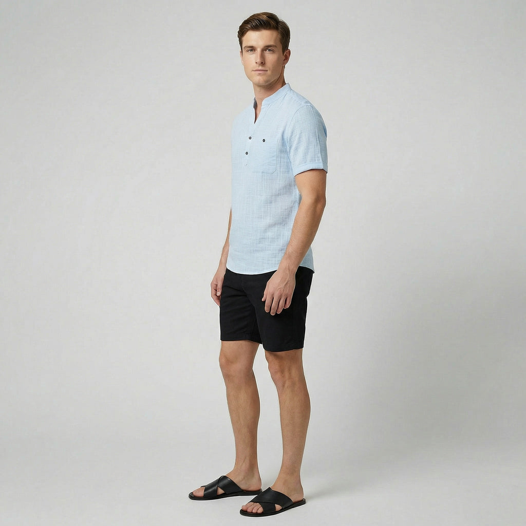 Oldford Atelier - Men’s Stand Collar Short Sleeve Shirt