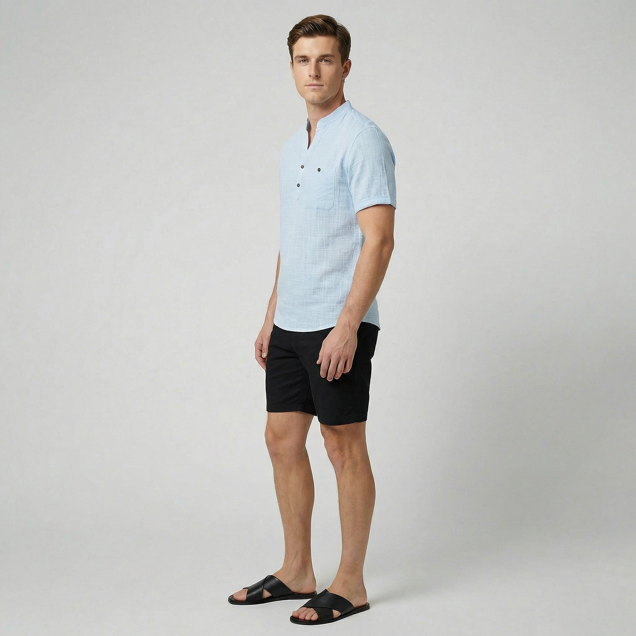 Oldford Atelier - Men’s Stand Collar Short Sleeve Shirt