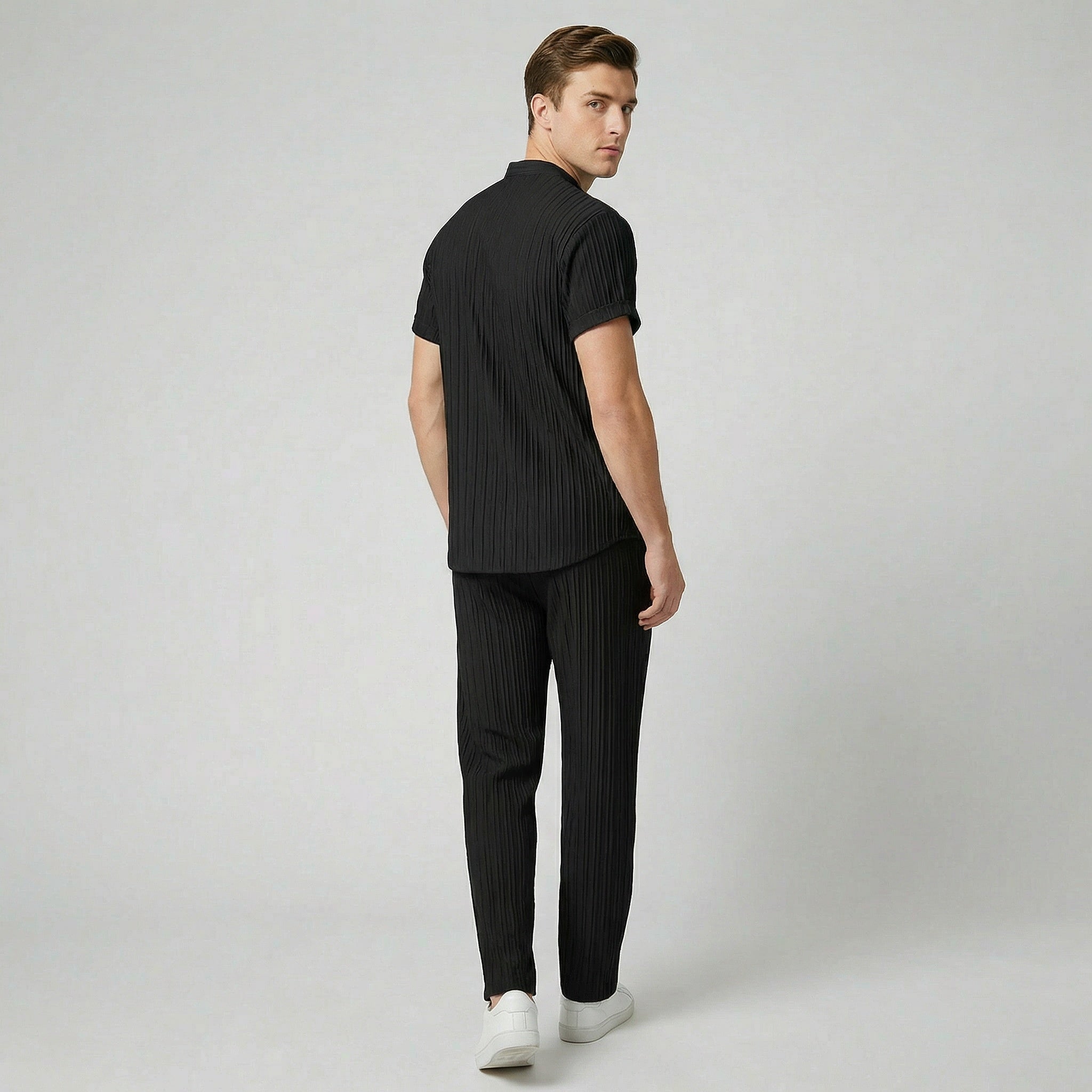 Oldford Atelier - Men’s Stand Collar Short Sleeve Shirt and Pants Set