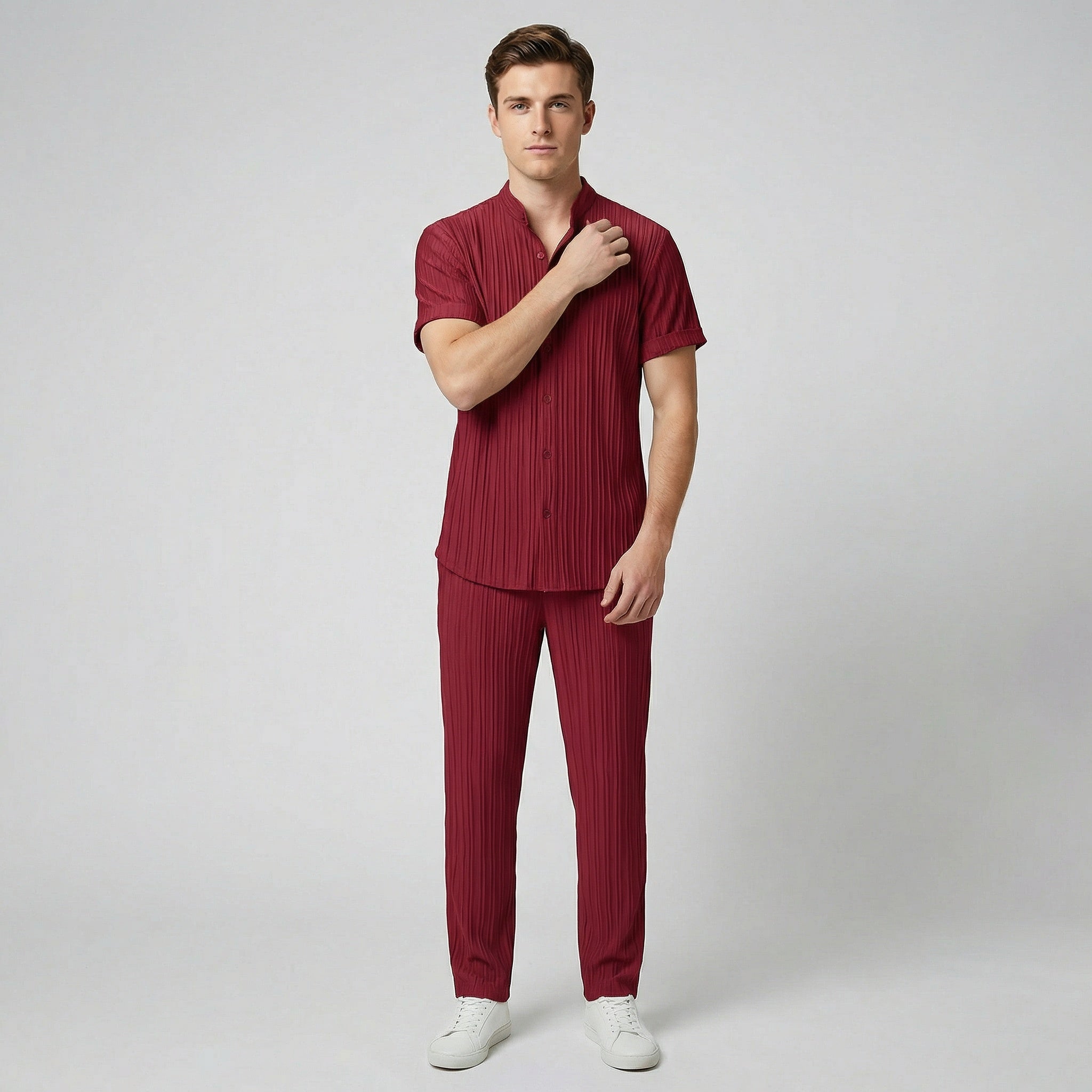 Oldford Atelier - Men’s Stand Collar Short Sleeve Shirt and Pants Set