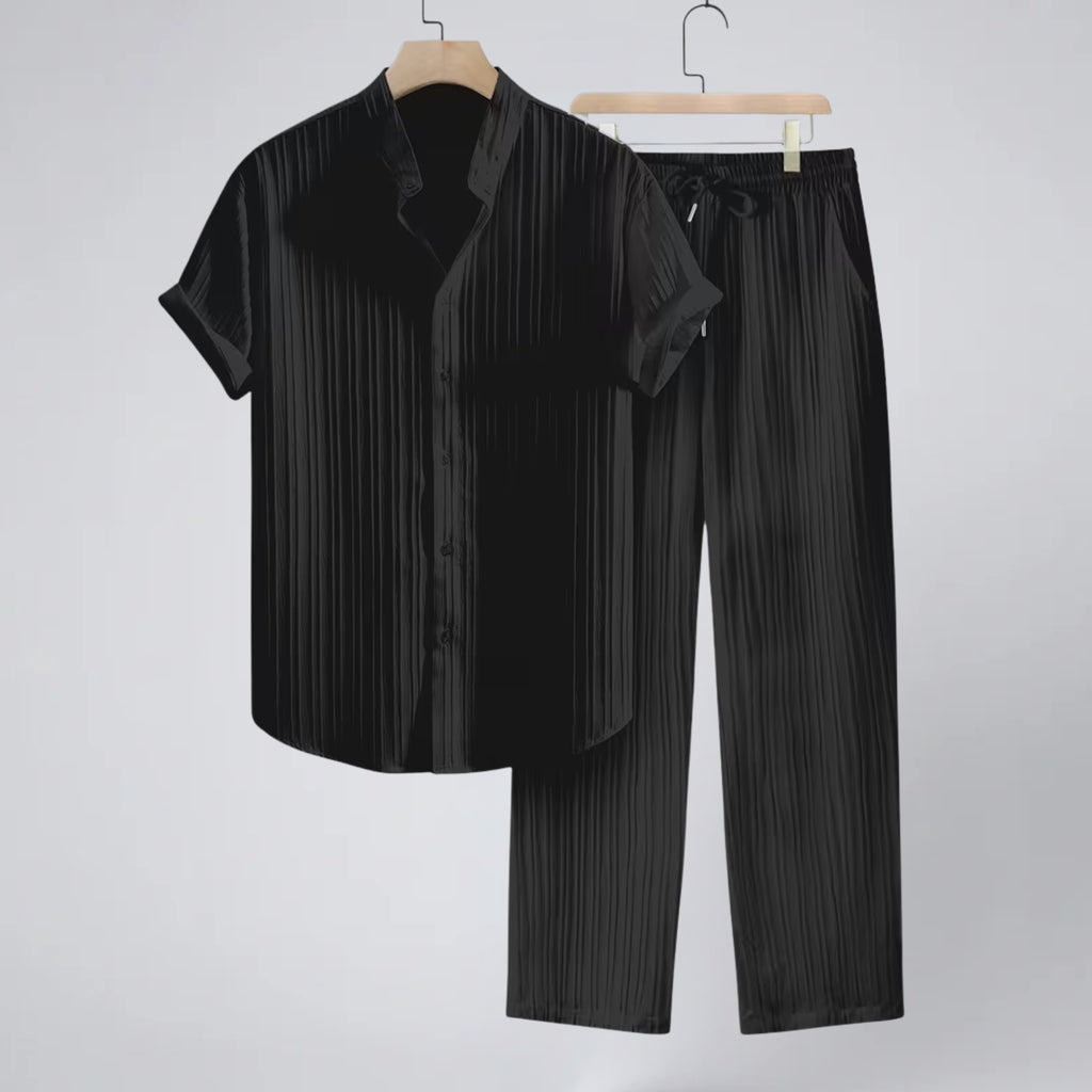 Oldford Atelier - Men’s Stand Collar Short Sleeve Shirt and Pants Set