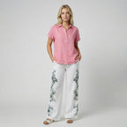 Oldford Atelier - Women’s Drawstring Waist Floral Accent Lounge Pants