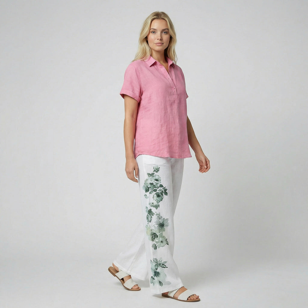 Oldford Atelier - Women’s Drawstring Waist Floral Accent Lounge Pants