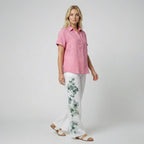 Oldford Atelier - Women’s Drawstring Waist Floral Accent Lounge Pants