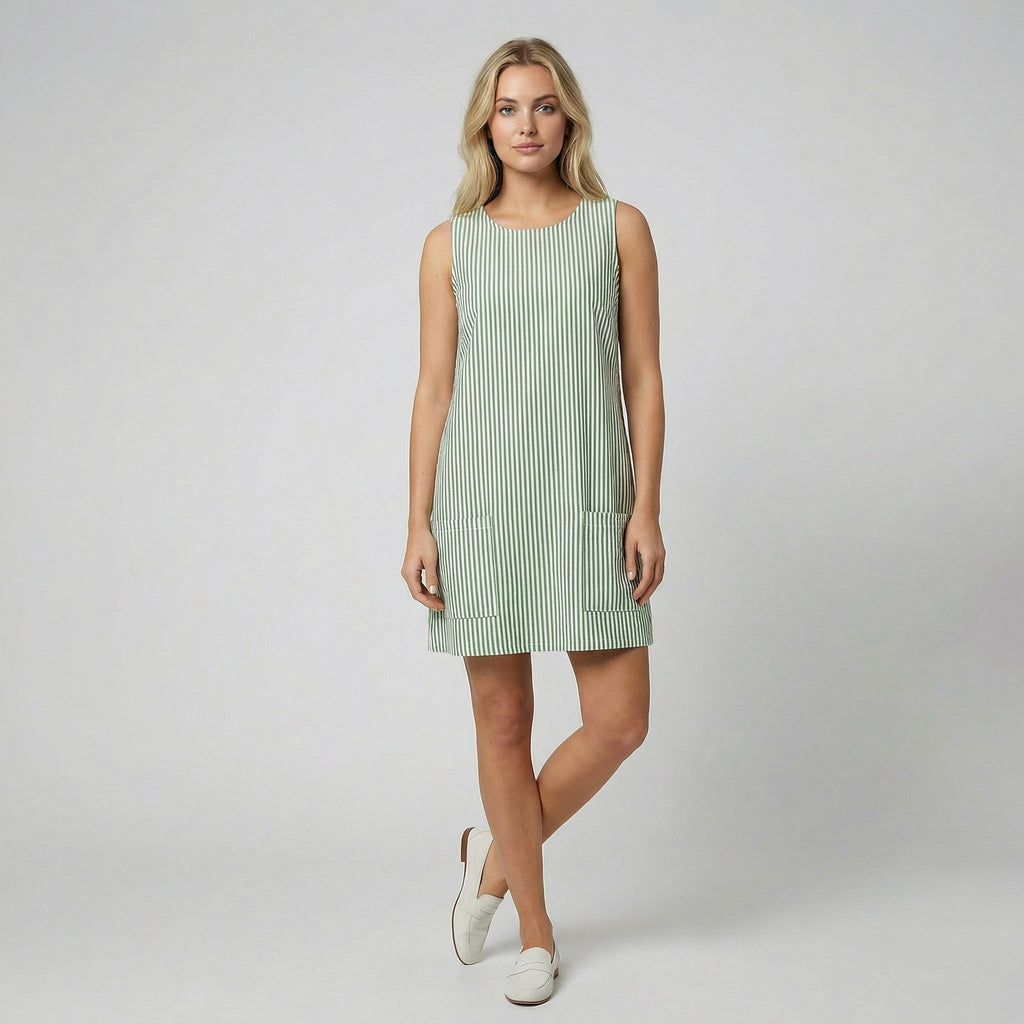 Oldford Atelier - Women’s Sleeveless Striped Pocket Dress