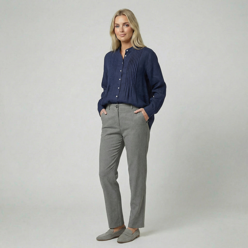 Oldford Atelier - Women’s Stand Collar Button Front Blouse