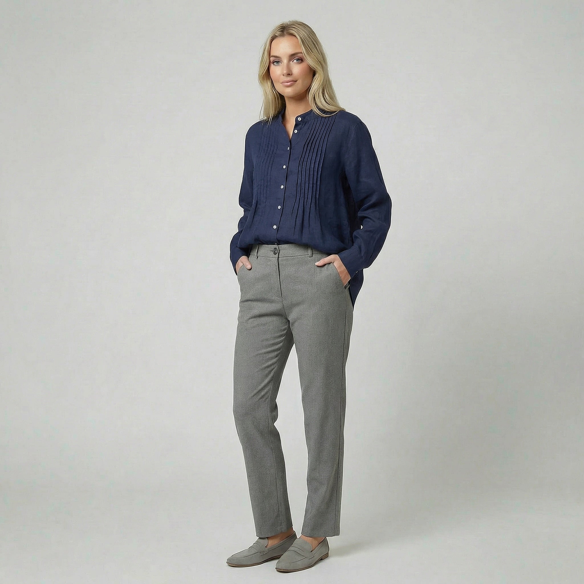 Oldford Atelier - Women’s Stand Collar Button Front Blouse