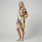 Oldford Atelier - Women’s V Neck Printed Midi Dress