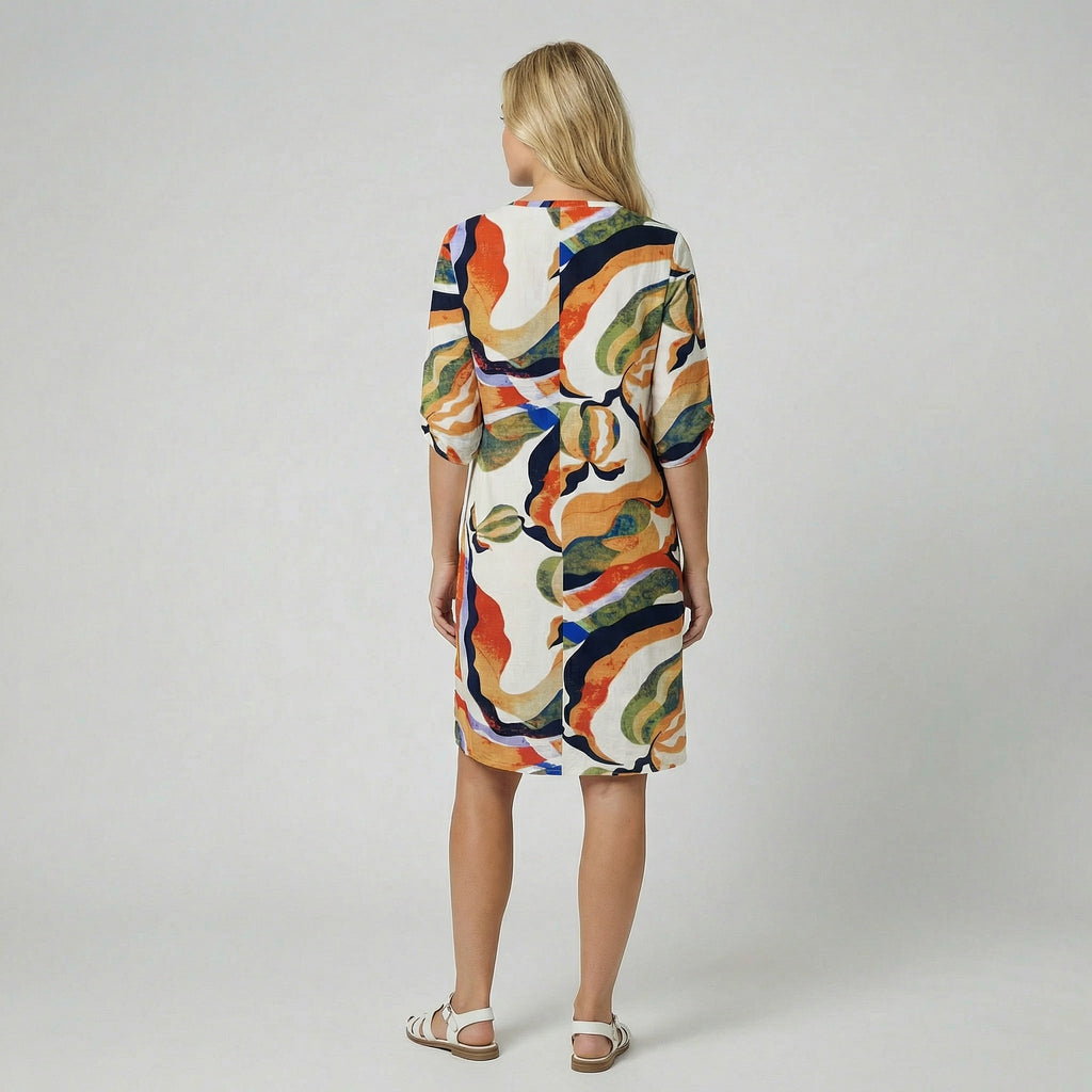 Oldford Atelier - Women’s V Neck Printed Midi Dress