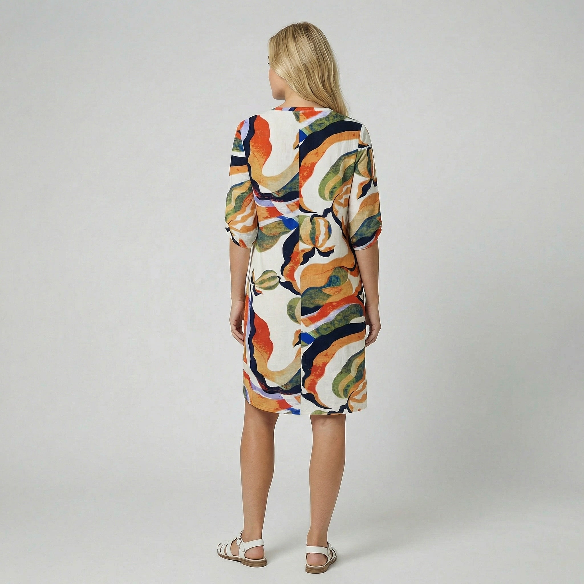 Oldford Atelier - Women’s V Neck Printed Midi Dress