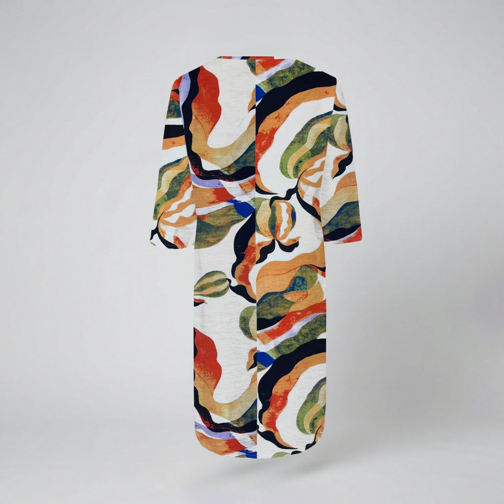 Oldford Atelier - Women’s V Neck Printed Midi Dress